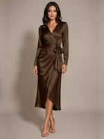 Silk-like Mother of the Bride Dress with Self-Tie Sash 