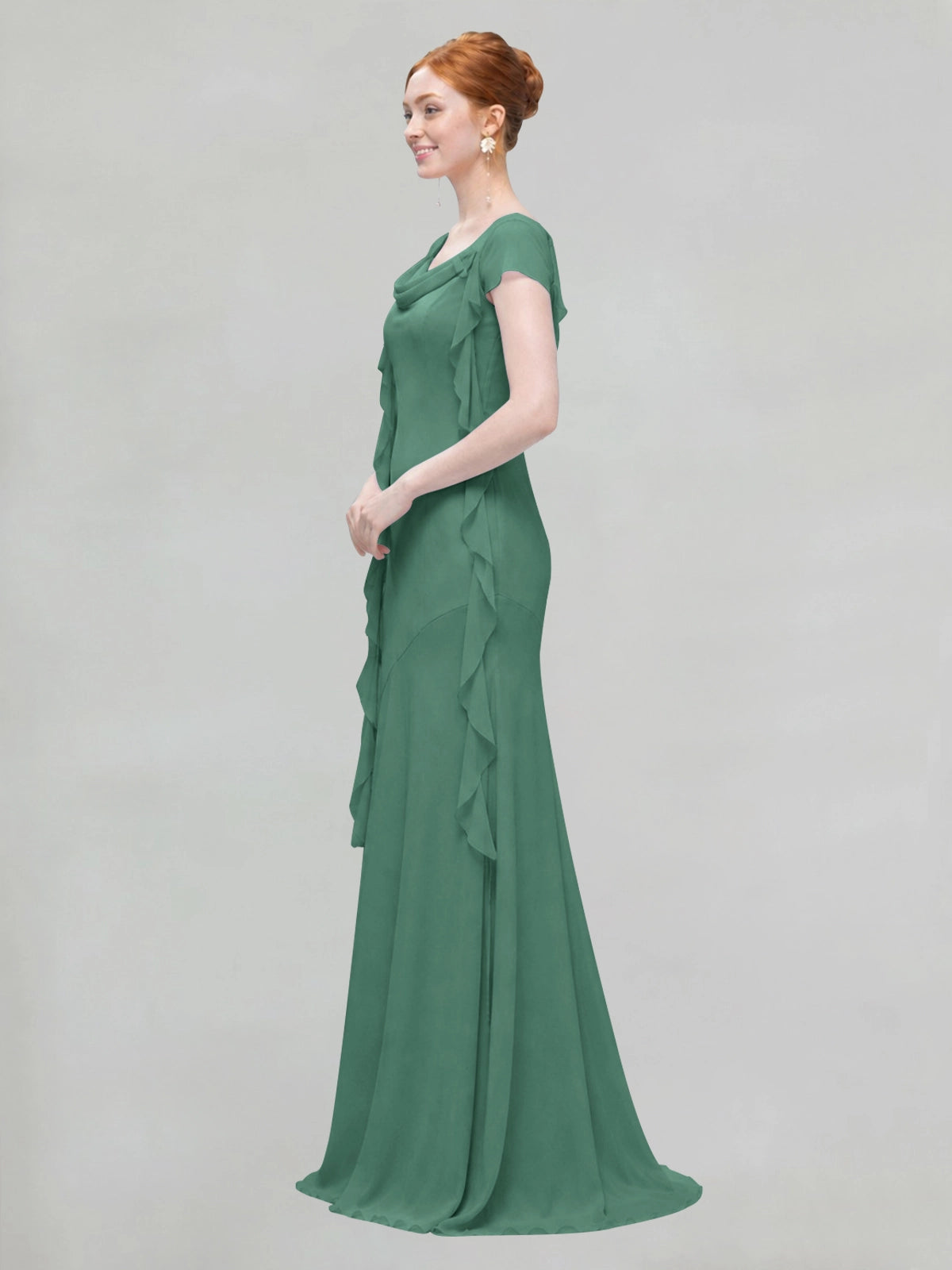 Flowy Ruffle Sheath Bridesmaid Dress 