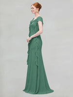 Flowy Ruffle Sheath Bridesmaid Dress 