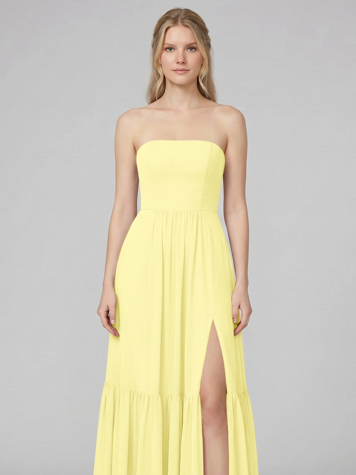 Strapless Bridesmaid Dress with Slit 