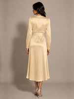 Silk-like Mother of the Bride Dress with Self-Tie Sash 