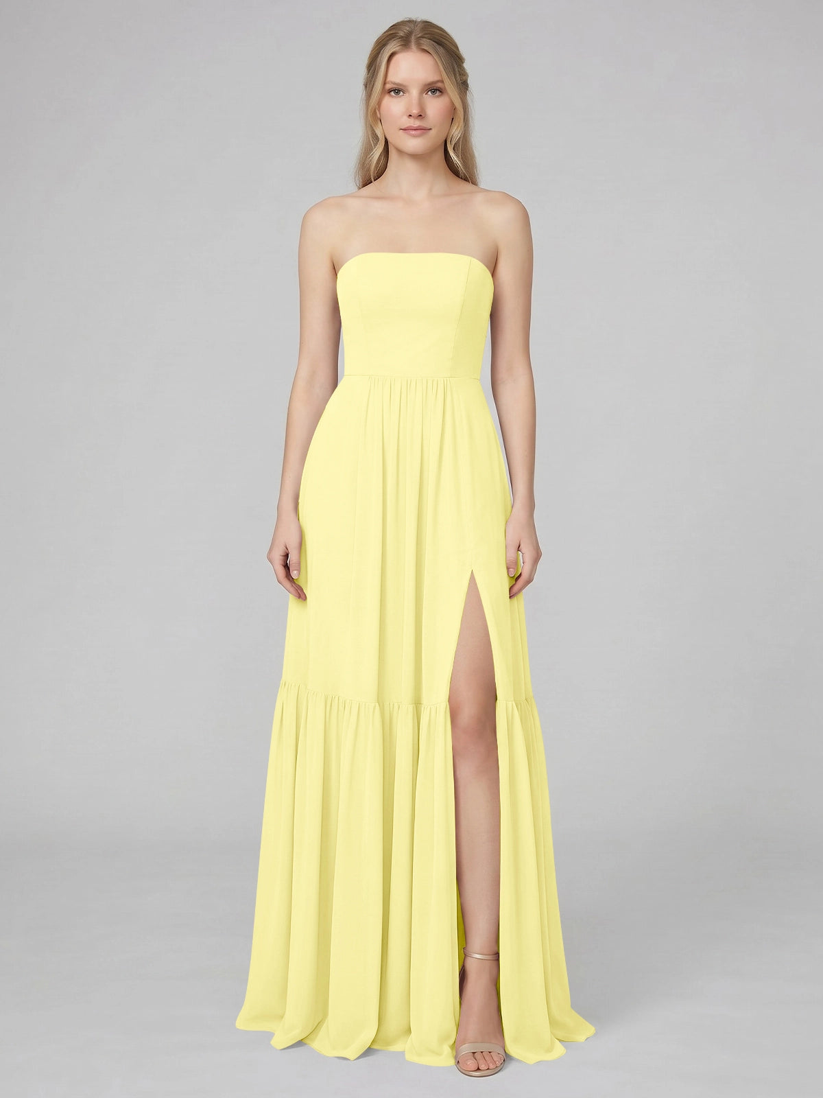 Strapless Bridesmaid Dress with Slit 