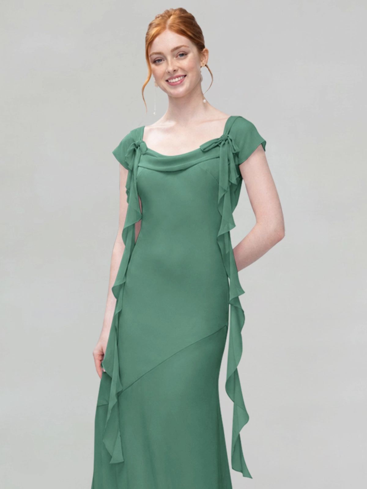 Flowy Ruffle Sheath Bridesmaid Dress 