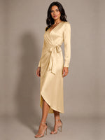 Silk-like Mother of the Bride Dress with Self-Tie Sash 