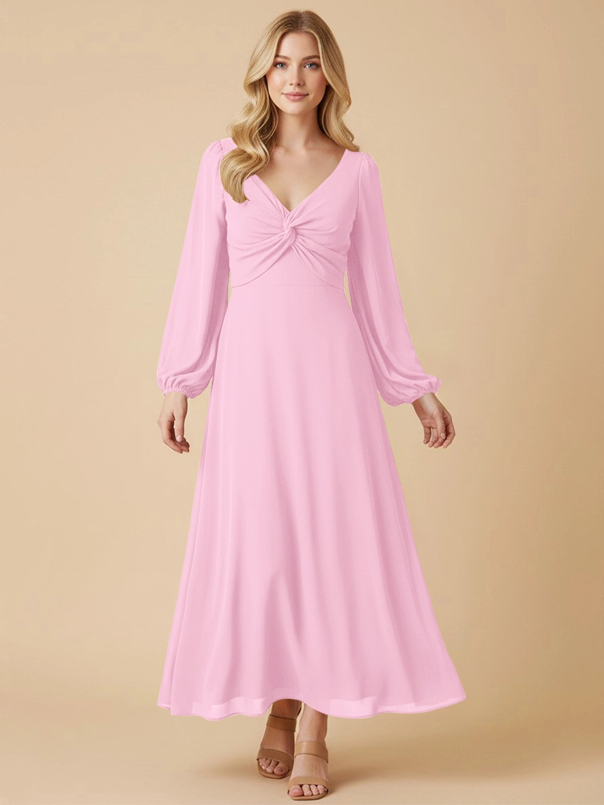 A-line Bridesmaid Dress with Long Sleeves 