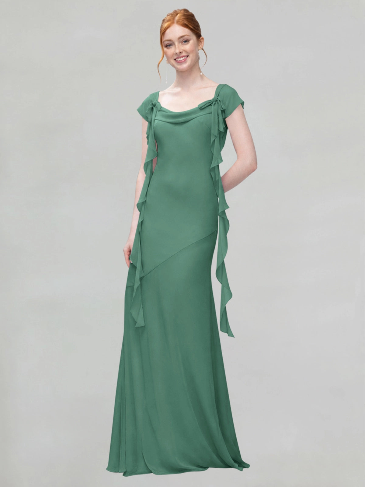 Flowy Ruffle Sheath Bridesmaid Dress 