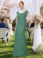 Flowy Ruffle Sheath Bridesmaid Dress 