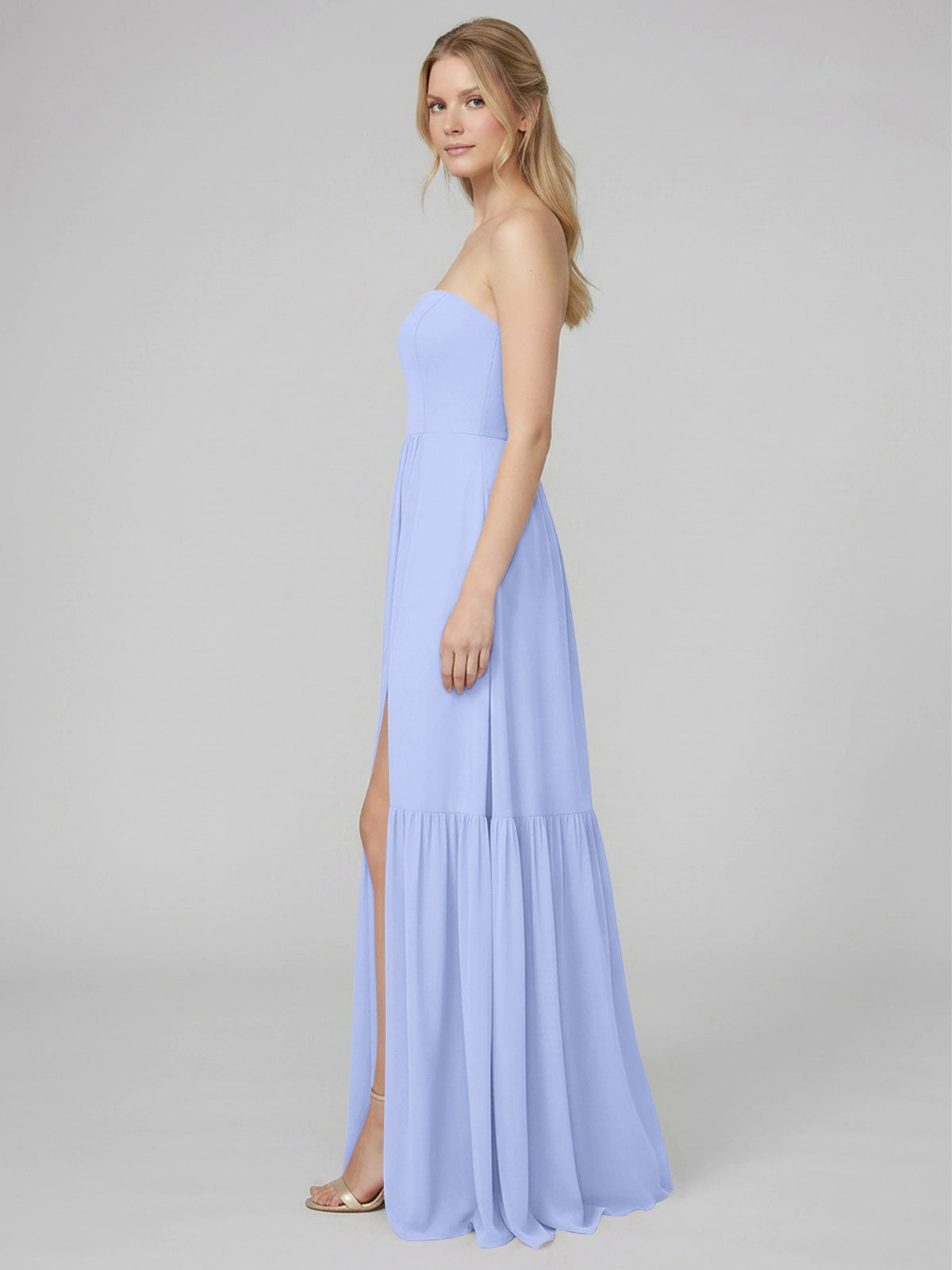 Strapless Bridesmaid Dress with Slit 