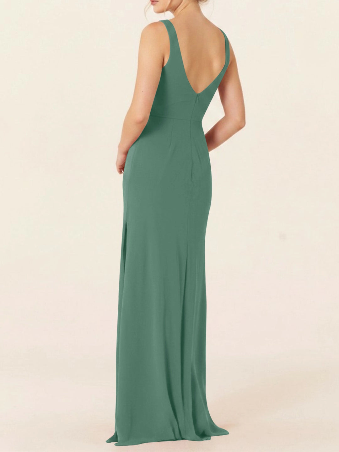 Chiffon Bridesmaid Dress with Slit #Eucalyptus