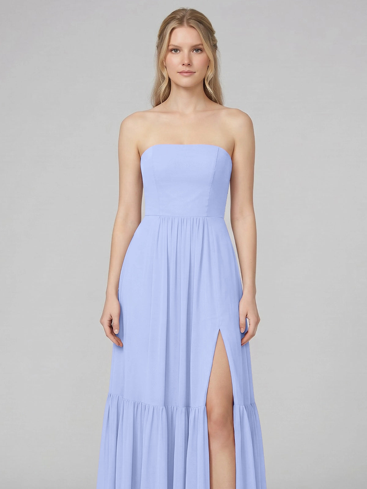 Strapless Bridesmaid Dress with Slit 
