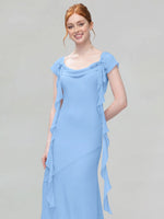 Flowy Ruffle Sheath Bridesmaid Dress 