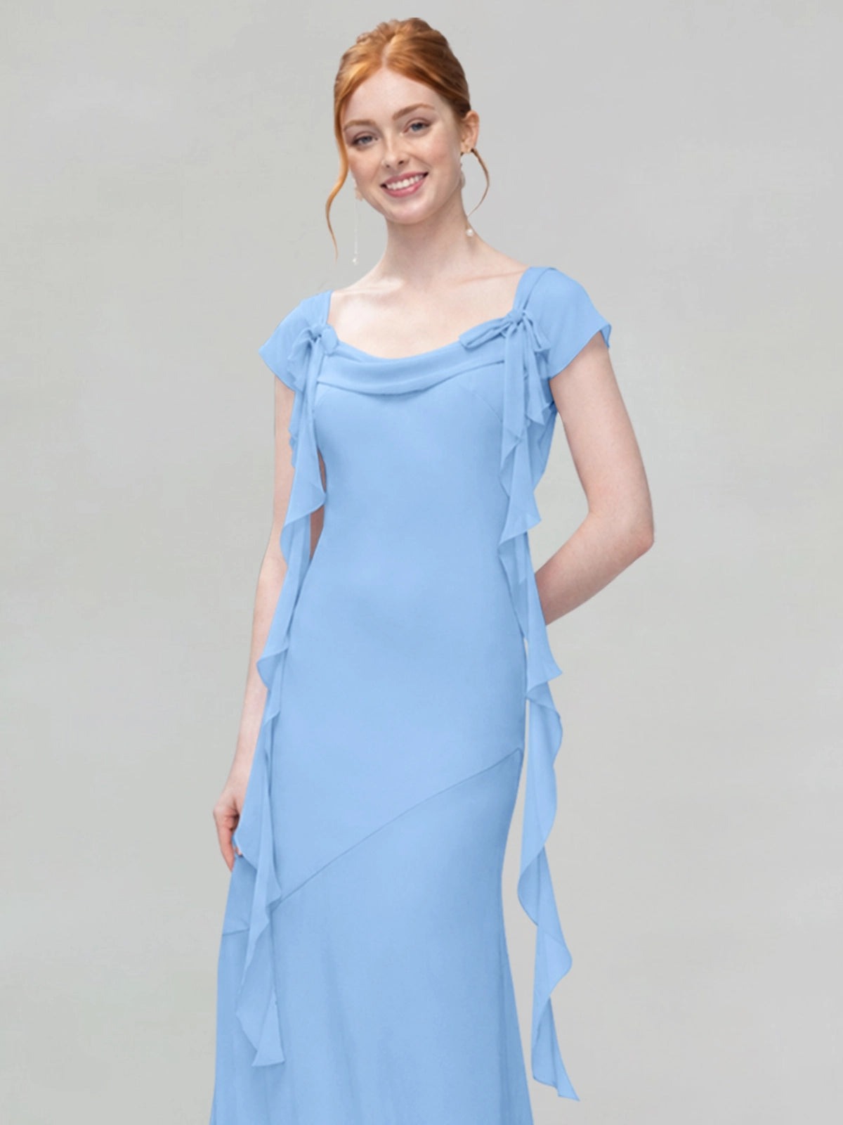 Flowy Ruffle Sheath Bridesmaid Dress 