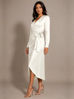 Silk-like Mother of the Bride Dress with Self-Tie Sash 