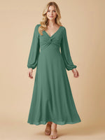 A-line Bridesmaid Dress with Long Sleeves 