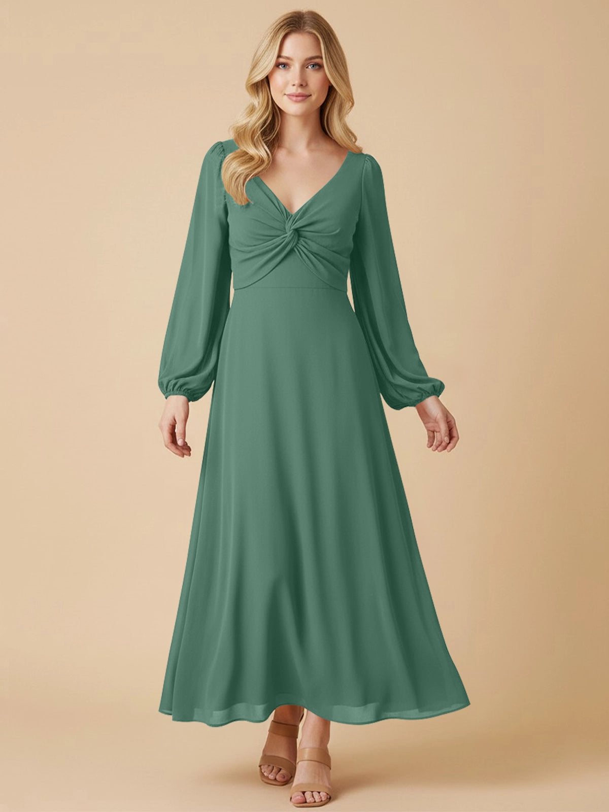 A-line Bridesmaid Dress with Long Sleeves 