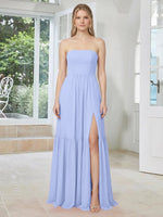 Strapless Bridesmaid Dress with Slit 