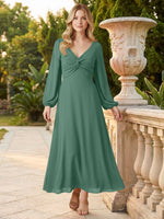 A-line Bridesmaid Dress with Long Sleeves 