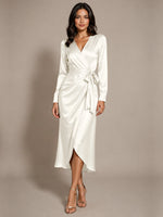 Silk-like Mother of the Bride Dress with Self-Tie Sash 