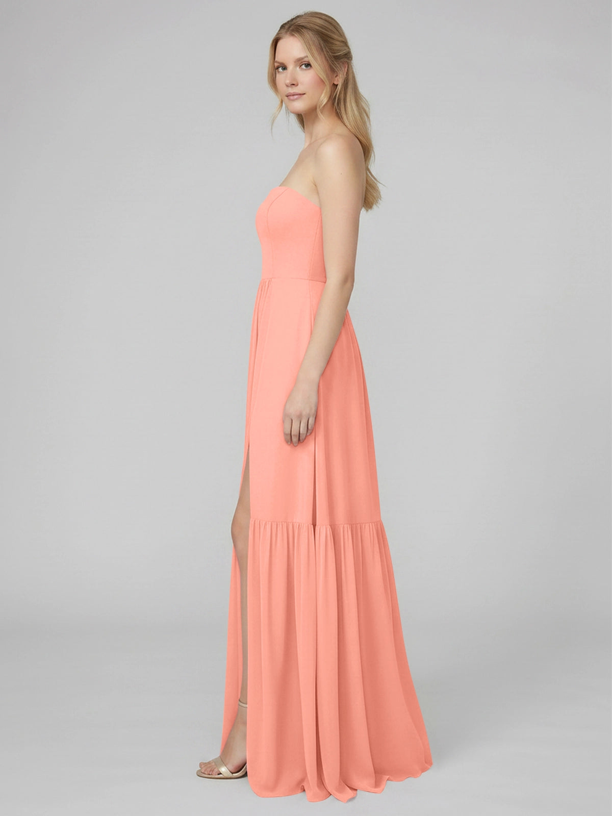 Strapless Bridesmaid Dress with Slit 