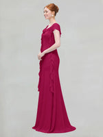 Flowy Ruffle Sheath Bridesmaid Dress 