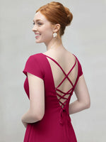 Flowy Ruffle Sheath Bridesmaid Dress 