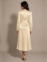 Silk-like Mother of the Bride Dress with Self-Tie Sash 
