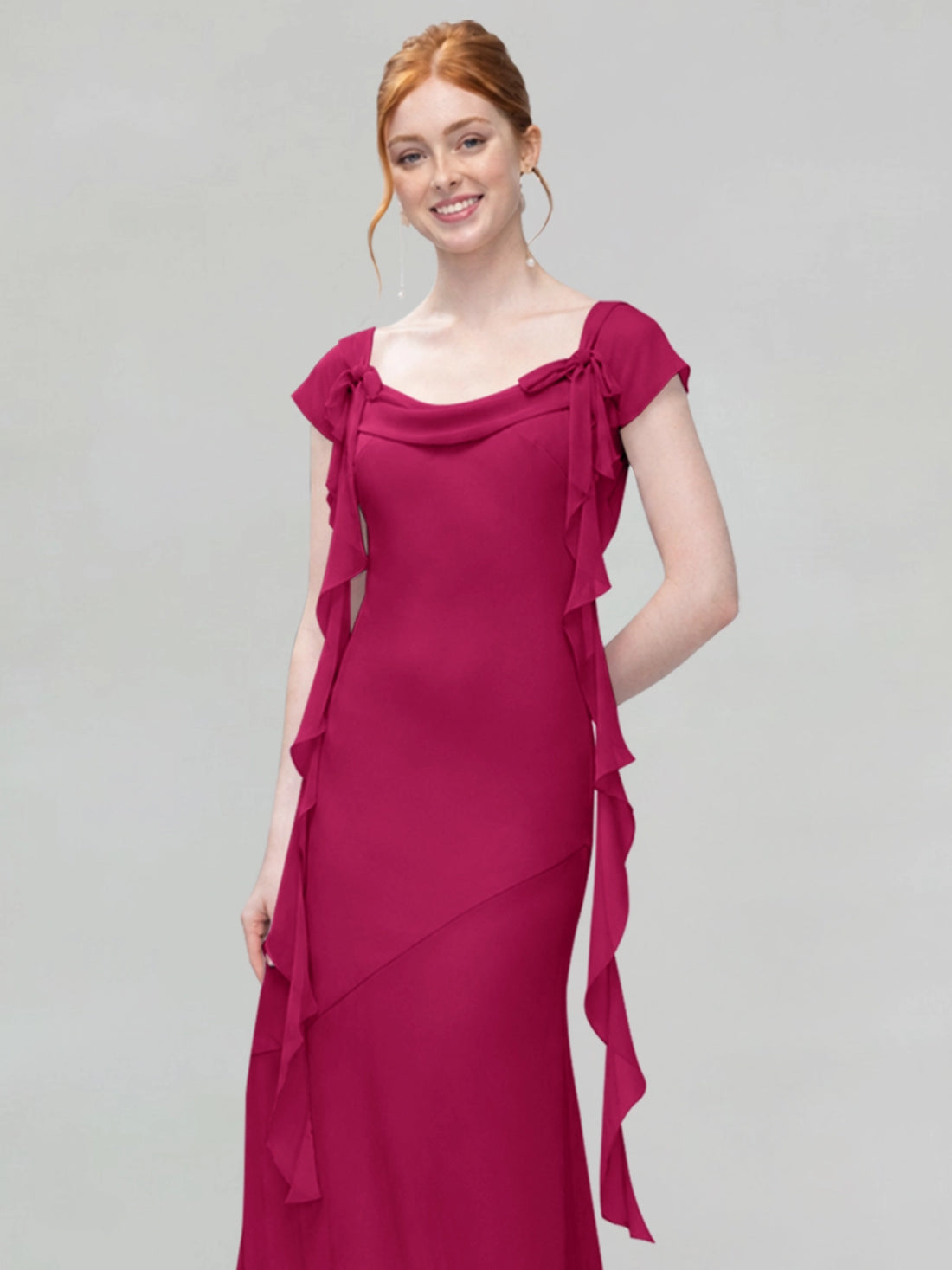 Flowy Ruffle Sheath Bridesmaid Dress 