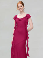 Flowy Ruffle Sheath Bridesmaid Dress 
