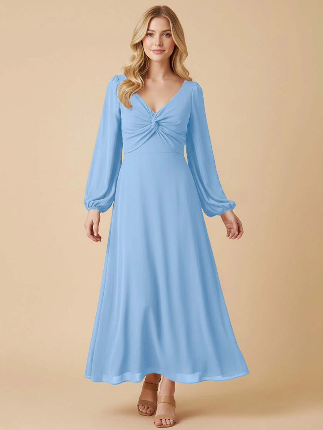 A-line Bridesmaid Dress with Long Sleeves 