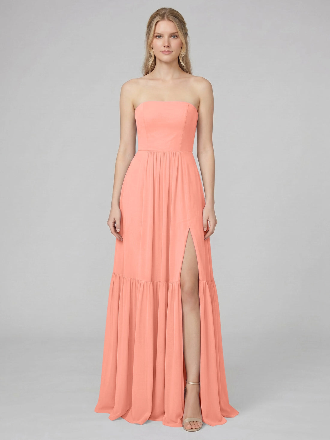 Strapless Bridesmaid Dress with Slit 