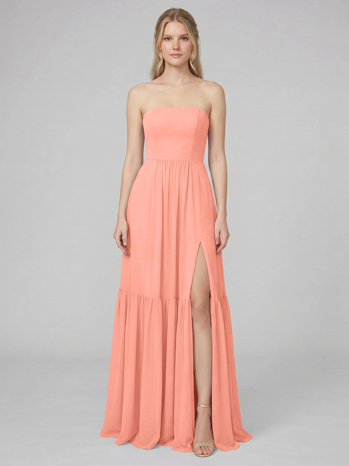 Strapless Bridesmaid Dress with Slit 