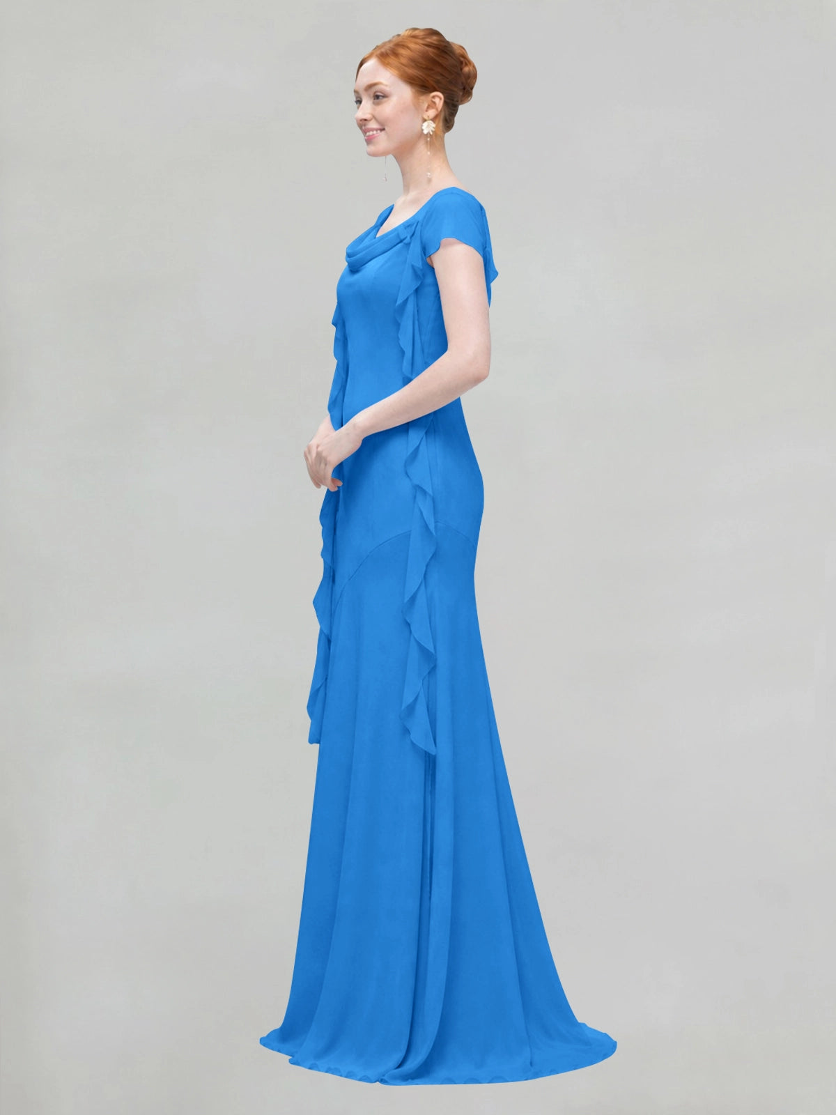 Flowy Ruffle Sheath Bridesmaid Dress 
