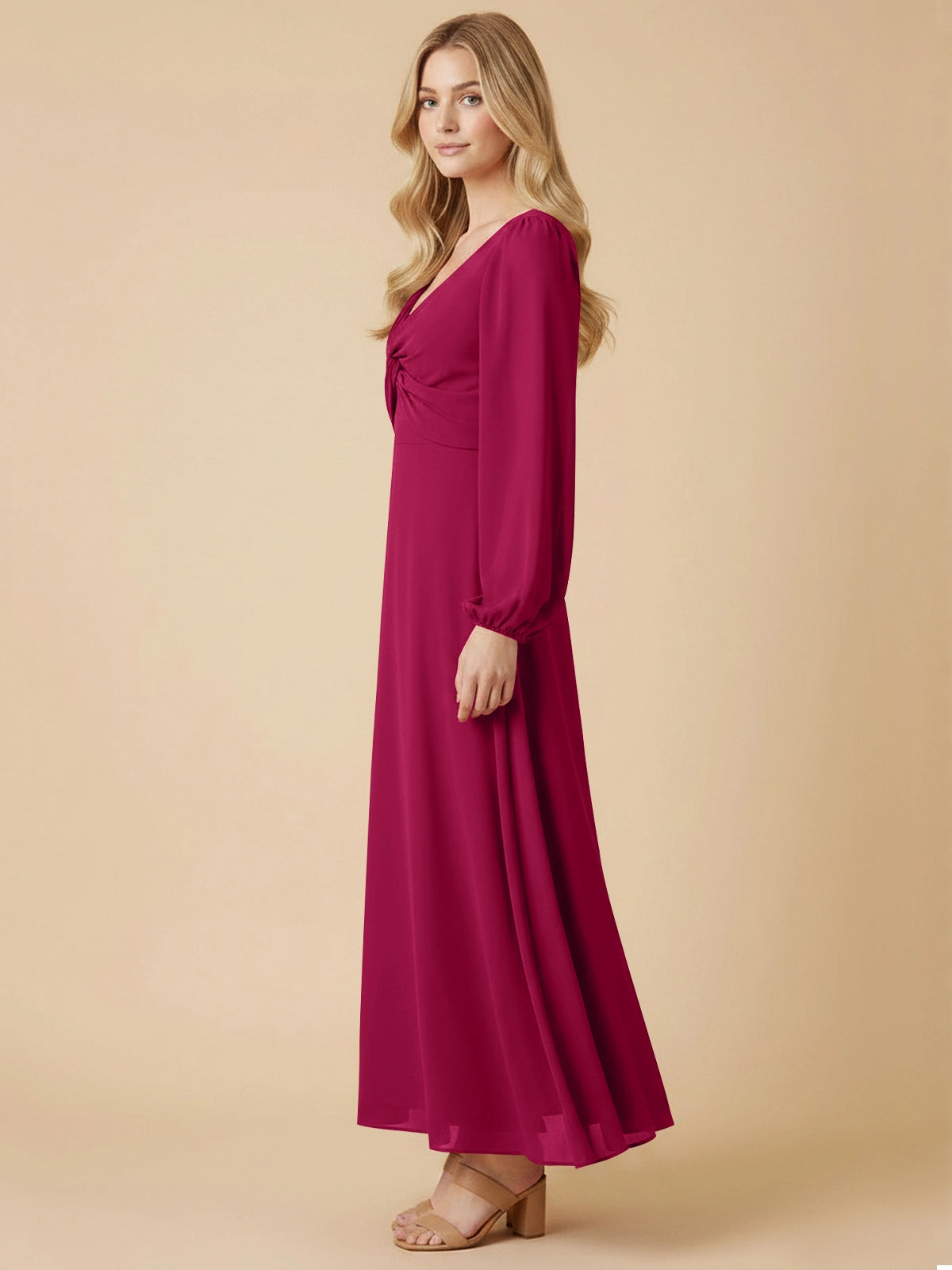 A-line Bridesmaid Dress with Long Sleeves 