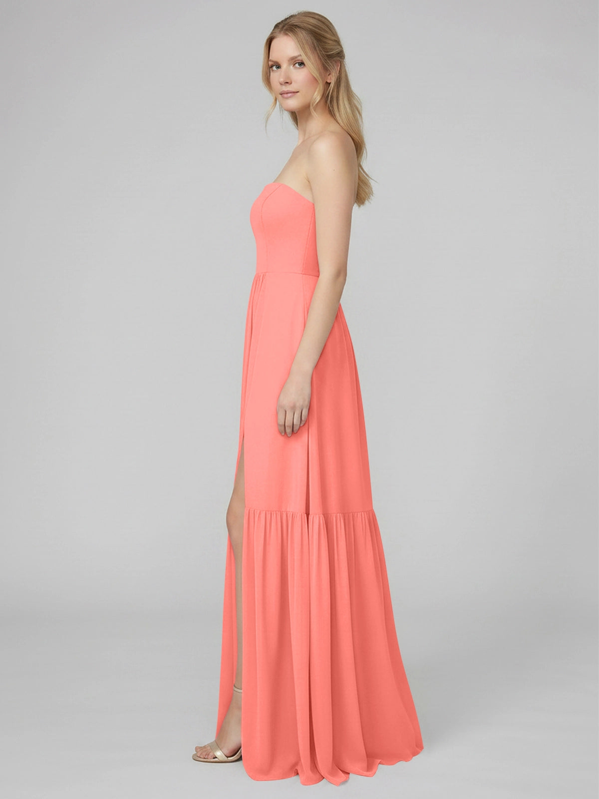 Strapless Bridesmaid Dress with Slit 
