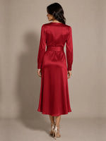 Silk-like Mother of the Bride Dress with Self-Tie Sash 