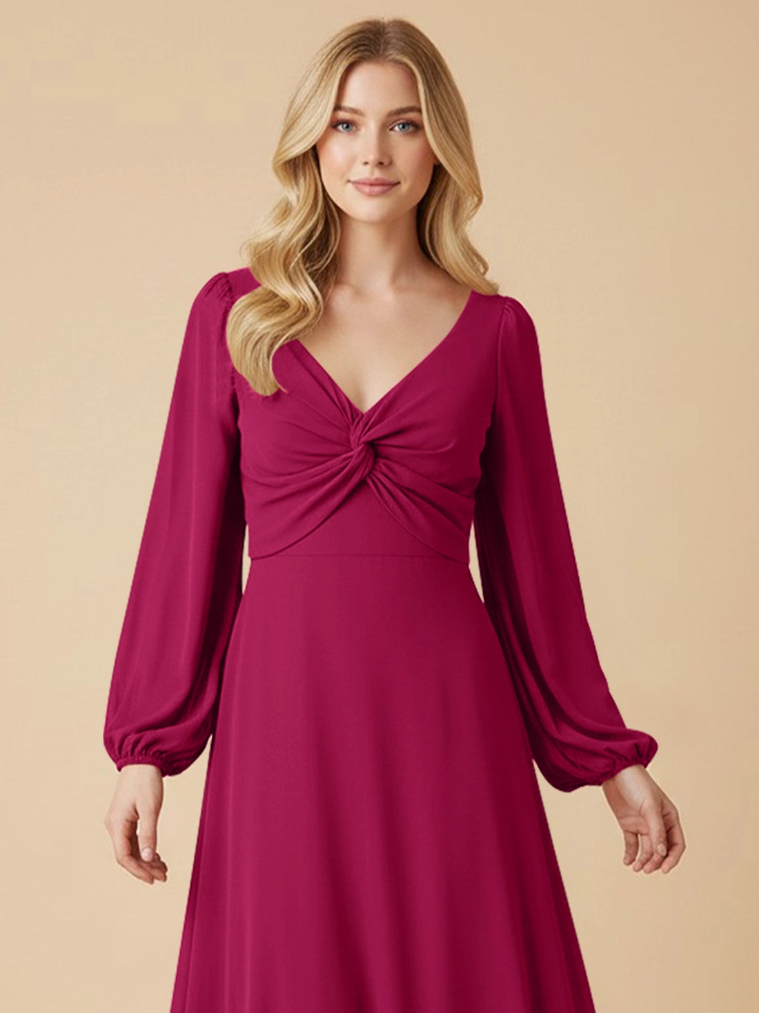 A-line Bridesmaid Dress with Long Sleeves 