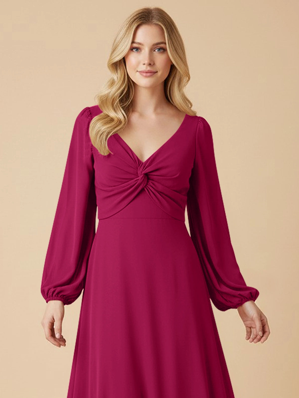 A-line Bridesmaid Dress with Long Sleeves 