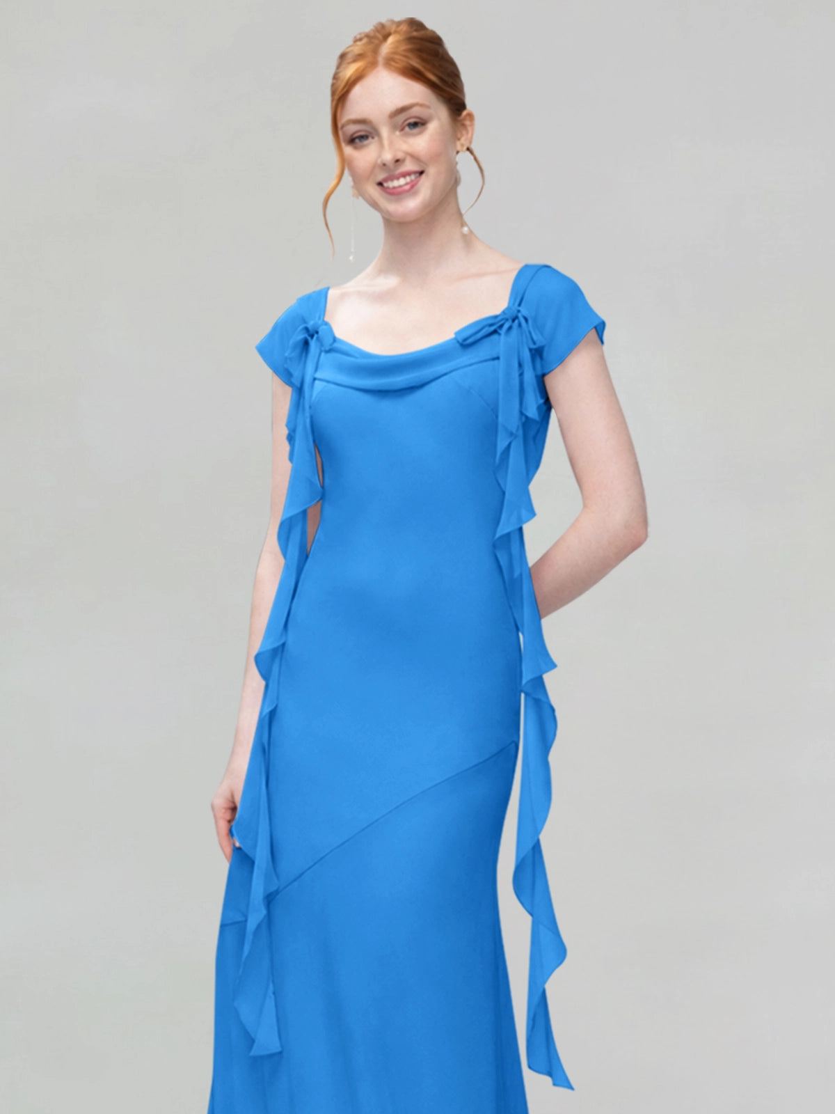 Flowy Ruffle Sheath Bridesmaid Dress 
