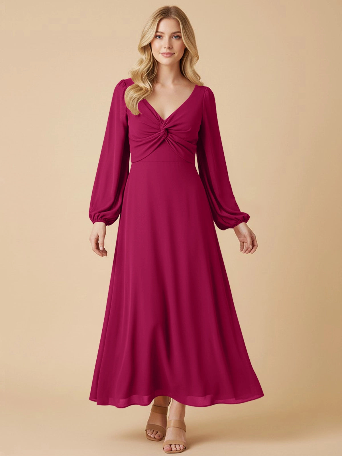 A-line Bridesmaid Dress with Long Sleeves 
