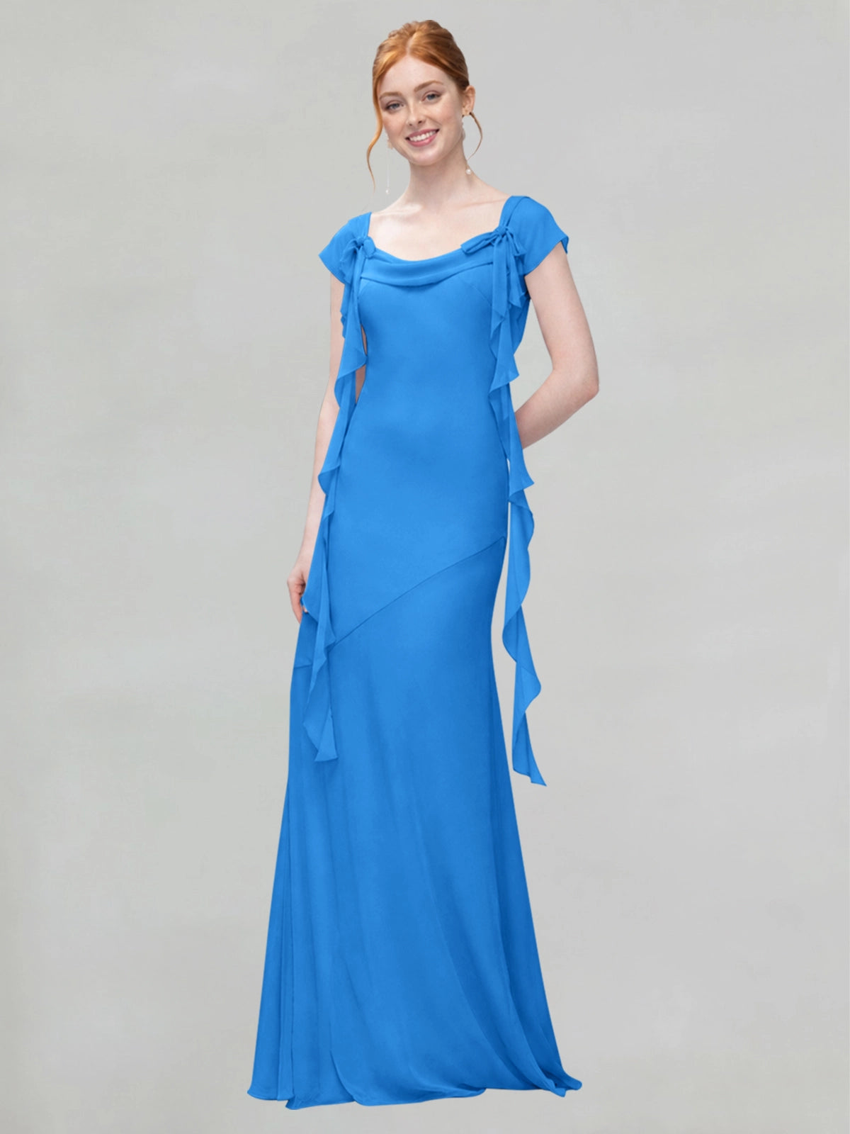 Flowy Ruffle Sheath Bridesmaid Dress 