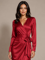 Silk-like Mother of the Bride Dress with Self-Tie Sash 