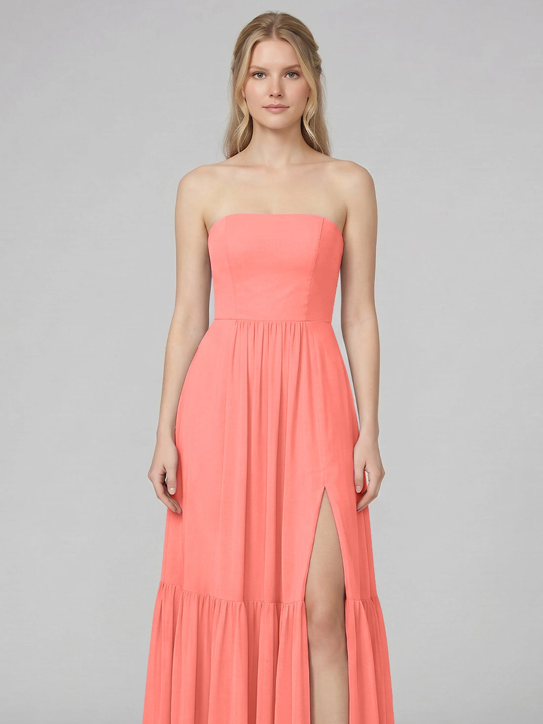 Strapless Bridesmaid Dress with Slit 
