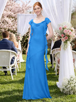 Flowy Ruffle Sheath Bridesmaid Dress 