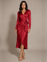 Silk-like Mother of the Bride Dress with Self-Tie Sash 