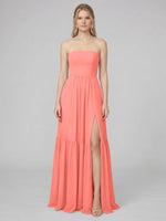 Strapless Bridesmaid Dress with Slit 