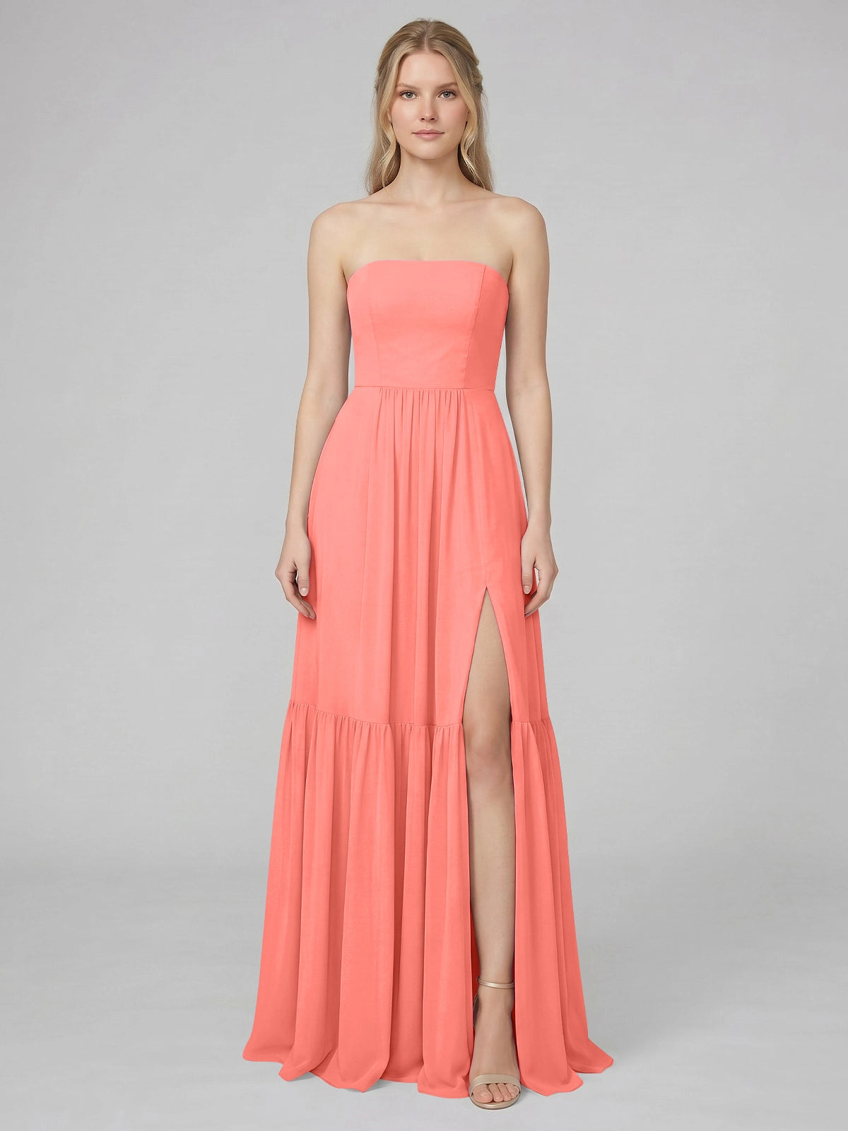 Strapless Bridesmaid Dress with Slit 