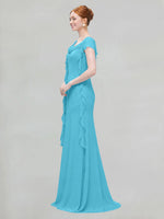Flowy Ruffle Sheath Bridesmaid Dress 