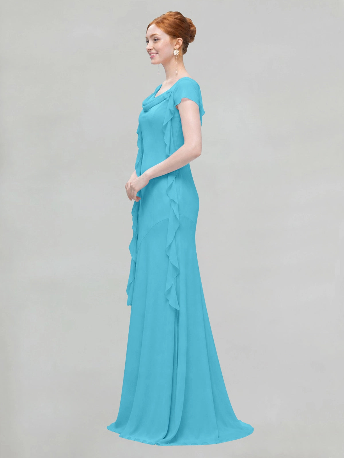 Flowy Ruffle Sheath Bridesmaid Dress 