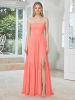 Strapless Bridesmaid Dress with Slit 