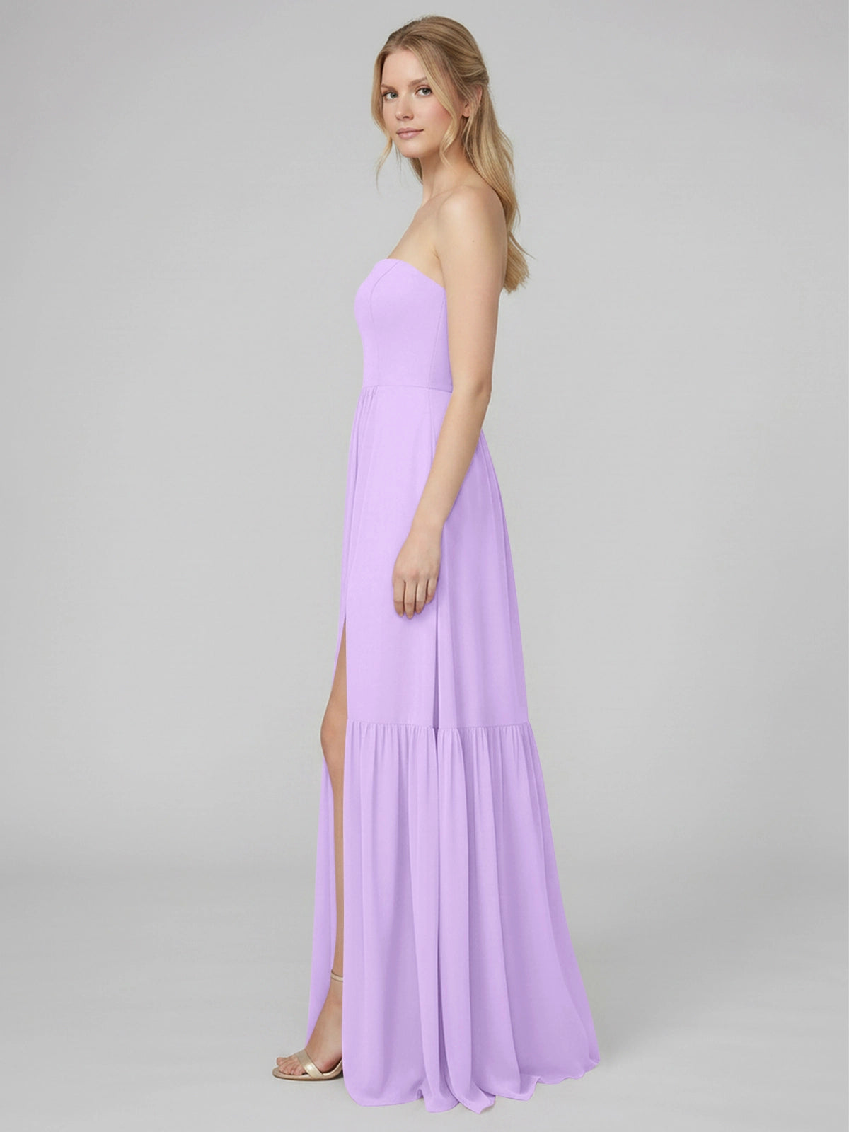 Strapless Bridesmaid Dress with Slit 